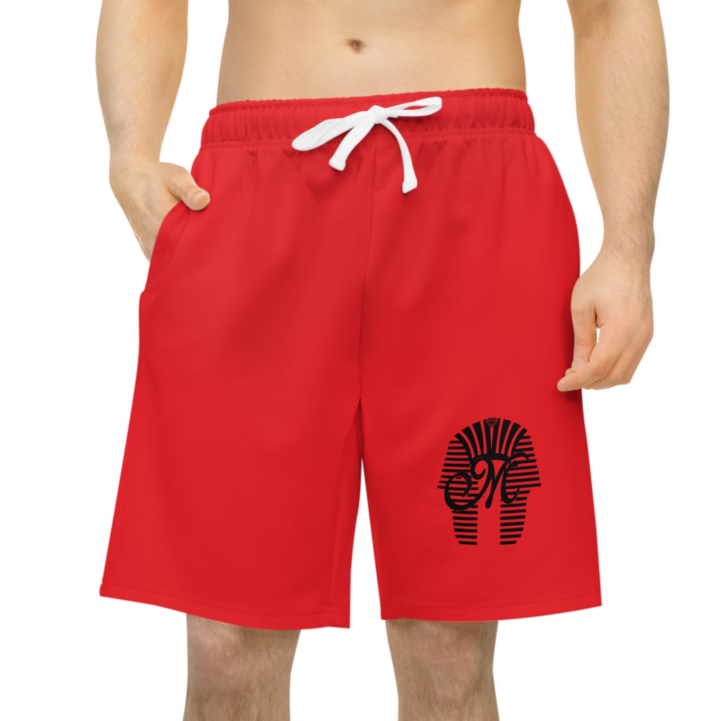 Stylish Athletic Long Shorts with Egyptian Design