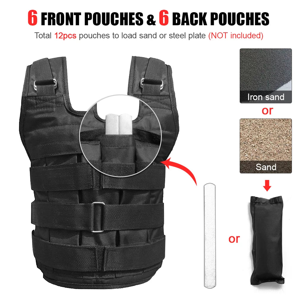 Adjustable Weighted Vest – Durable Oxford Fabric, 50Kg Max Load (Empty)