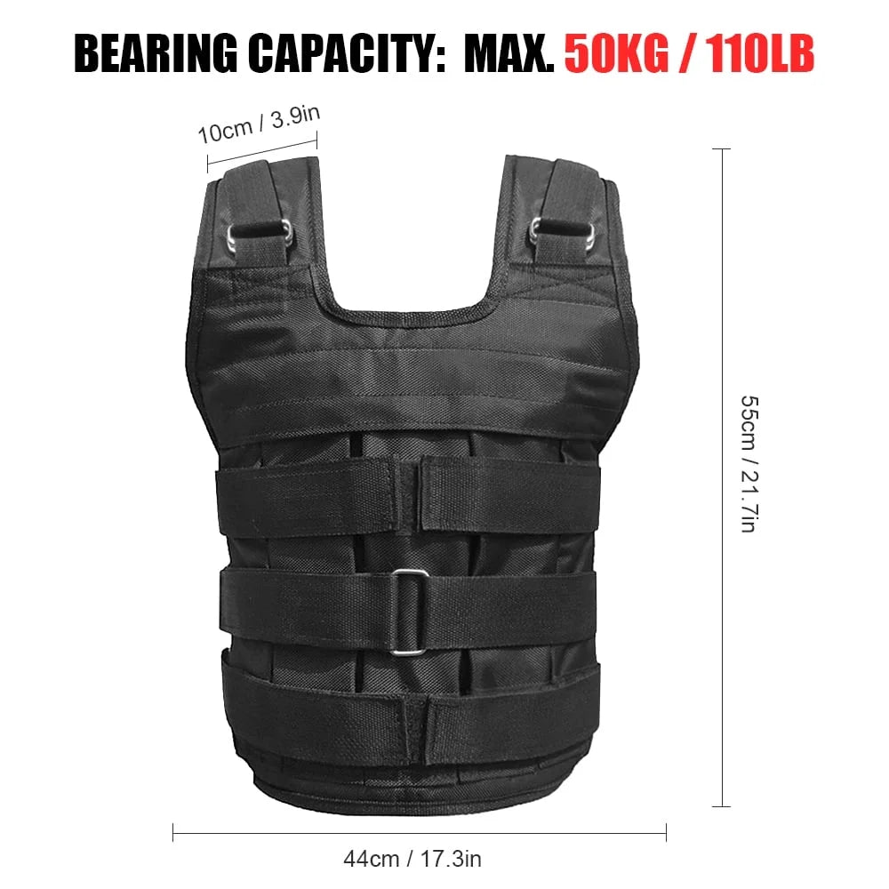 Adjustable Weighted Vest – Durable Oxford Fabric, 50Kg Max Load (Empty)