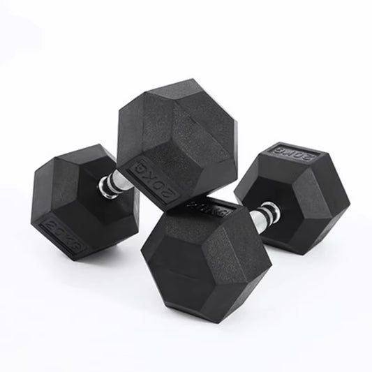 Hex Rubber Dumbbells – Fixed Weights for Home Fitness